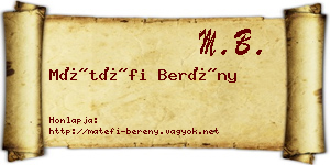Mátéfi Berény névjegykártya